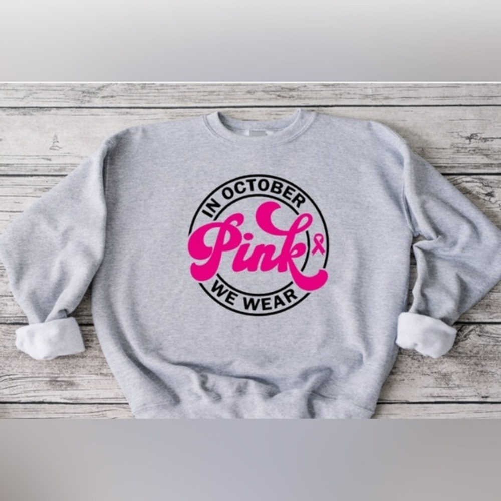 In October We Wear Pink Crewneck - Gray